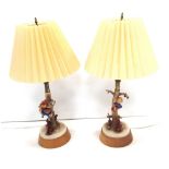 Pair of Vintage M J Hummel Figurine Table Lamps