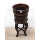 Edw Oak Jardiniere & Stand