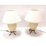 Pair of Bulbous Table Lamps & Shades