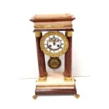 Vict Rosewood & Marble 4 Pillared Mantle Clock