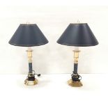 Pair of Brass Table Lamps & Shades