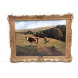 Sir E A Waterlow R A Heavy Gilt Framed Oil On Canvas 'Cattle Grazing' Dimensions: Including Frame