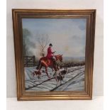 Oil on Canvas Hunting Scene by J E Heasley