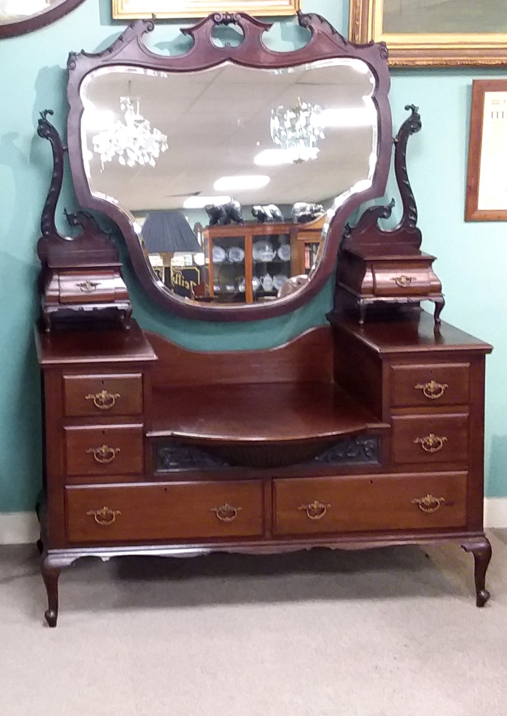 Vict Mahogany Princess Dressing Table Dimensions:134cm W 59cm D 177cm H