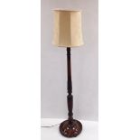 Carved Walnut Standard Lamp & Shade