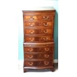 Mahogany Bow Front Chest on Chest Dimensions: 76cm W 46cm D 152cm H