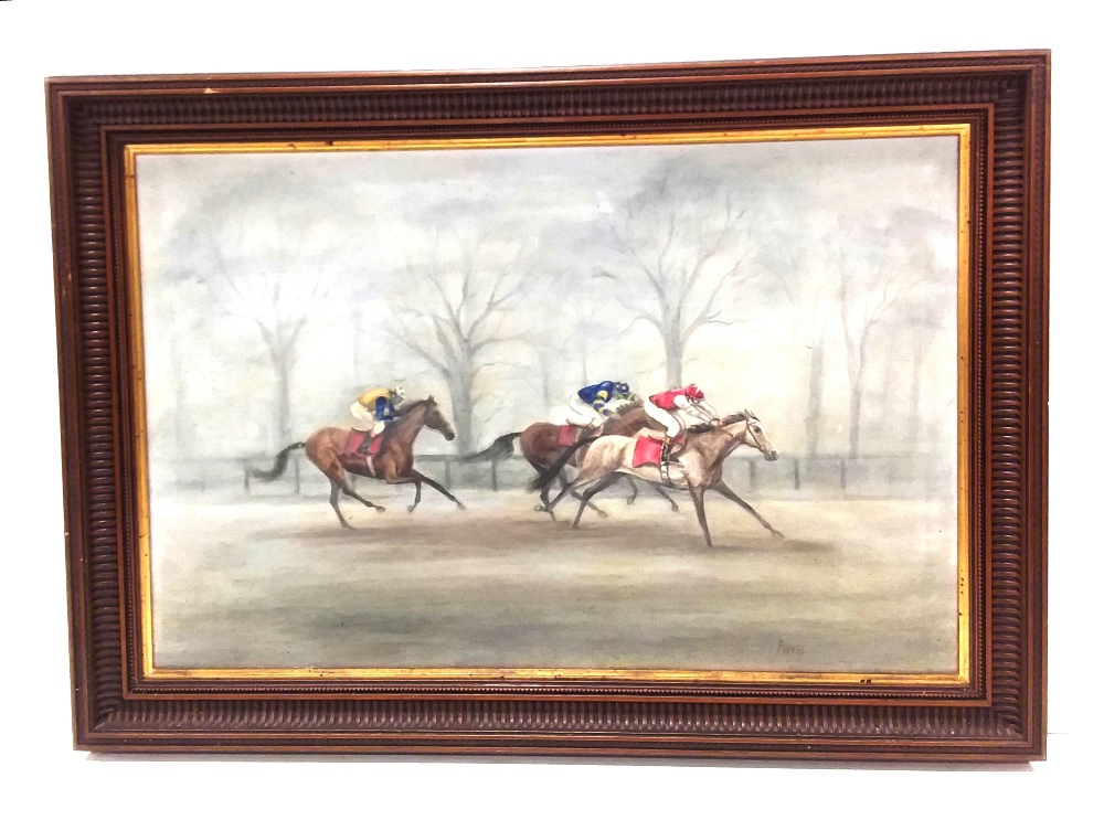 Oil on Canvas Racing Scene by Ferris