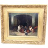 Heavy Gilt Framed Vict Oil on Canvas Dogs signed Edward Armfield