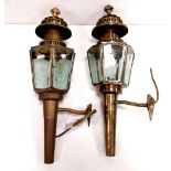 Pair of Brass Carriage Lamps