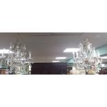 Pair of 6 Light Glass Chandeliers