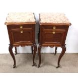 Pair of French Marble Top Night Stands