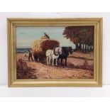 Signed Oil on Canvas Harvest Scene