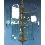 8 Light Brass & Glass Chandelier