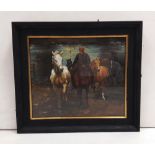 Framed Oil 'Rider & Horses'