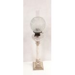 Vict Silver Plated Tall Oil Lamp Dimensions: 94cm H