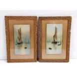 Pair of Gilt Framed Garman Morris Nautical Scene Watercoours Dimensions including frame:38cm x 56cm