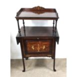 Unusual Vict Inlaid Rosewood Drop Leaf Cabinet