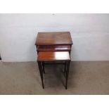 Edw Inlaid Mahogany Nest of 3 Tables