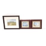 Pair of Signed Miniature Watercolours by H Kelly & Signed Lithograph by Brendan Hayes