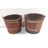 2 Brass & Metal Bound Coal Buckets