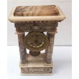 Vict Marble 4 Pillared Mantle Clock