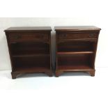 Pair of Mahogany Inlaid Open 1 Drawer Bookshelves Dimensions: 62cm W 30cm D 74cm H