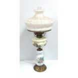 Vict Hand Painted Oil Lamp Converted.