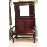 Most Unusual Edw Mahogany Hall Bench with Matching Mirror