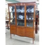 Edw Inlaid Satinwood Bow Front Display Cabinet Dimensions: 140cm W 40cm D 185cm H