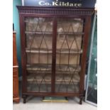 Edw Mahogany Astrical Glazed 2 Door Display Cabinet Dimensions:131cm W 41cm D 191cm H