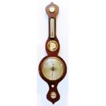 A 19th Century rosewood cased banjo barometer/thermometer with storm dial to top, central mirror,