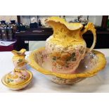 A Victorian four piece jug and basin set - various condition