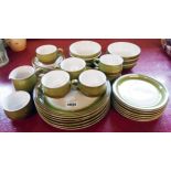 A Denby six place breakfast set in green and white