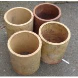 Four 12" antique terracotta pipe sections
