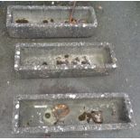 Three approx. 34" concrete garden troughs