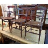 A pair of Victorian stained oak framed rustic style bedroom chairs - sold with a bentwood