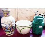 Various ceramics including Swedish Gustavsberg Argenta vase, Oriental vase and a chamber pot,
