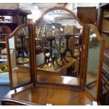 A 20th Century mahogany and mixed wood framed triple dressing table mirror with shaped plates