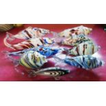 A collection of Murano style glass fish ornaments