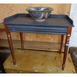 A 36" later painted and parcel gilt wood washstand with associated decorated pottery bowl and bind