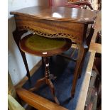 A 22 1/2" polished mahogany side table with moulded shaped top, pierced apron and cabriole legs -