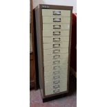 An 11" mid 20th Century Bisley fifteen drawer filing cabinet