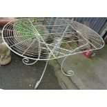 A painted wire-work oval topped garden table - length 4' 7"