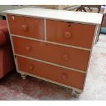 A 3' 1" Victorian painted pine chest of two short and two long drawers set on turned feet