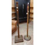 Three standard lamps, comprising one made from an antique tester bedpost, a 1930's oriental style