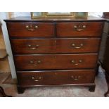 A 3' 5 1/2" 19th Century mahogany chest of two short and three long graduated drawers, set on