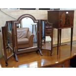 An early 20th Century walnut framed triple dressing table mirror - sold with a mahogany and strung