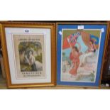 A gilt framed antique chromolithograph 'The Lovers Letter Box' theatre poster - sold with a gilt