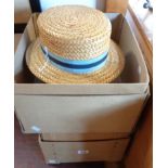 A boxed Herbert Johnson straw boater - sold with a Herbert Johnson box containing a Battersby &