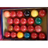 A complete set of Riley snooker balls - sold with a boxed set of three billiard balls, another